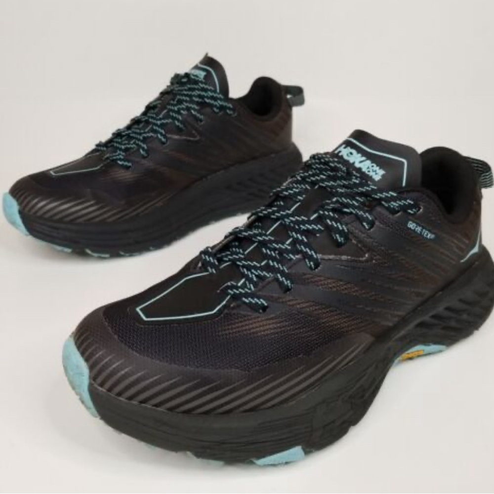 Hoka One One Black and Light Blue Running Shoes